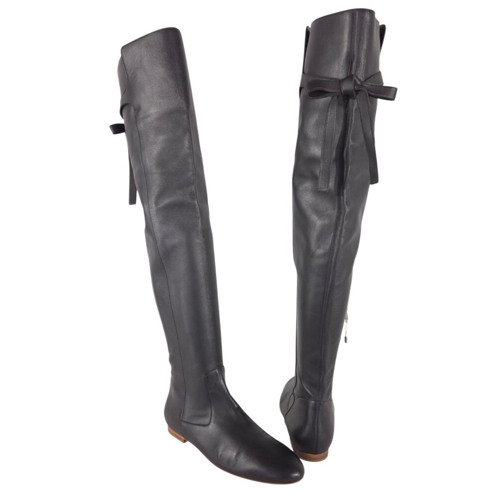 Gabriela Hearst Over the Knee Boots US 11 EU 42 Womens Black Leather $1550